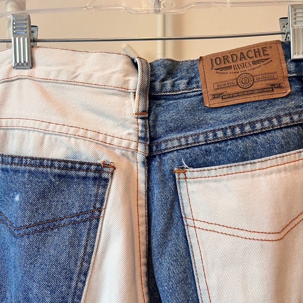Jordache Two-Tone Blue and White Straight-Leg Jeans